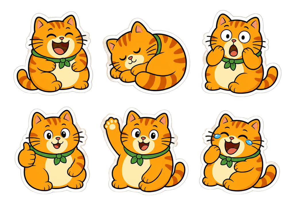 Example output for Sticker Pack on Transparent Background