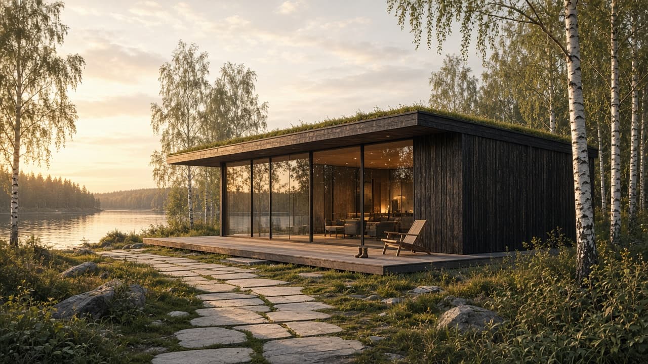 Example output for Architectural Exterior Render at Golden Hour