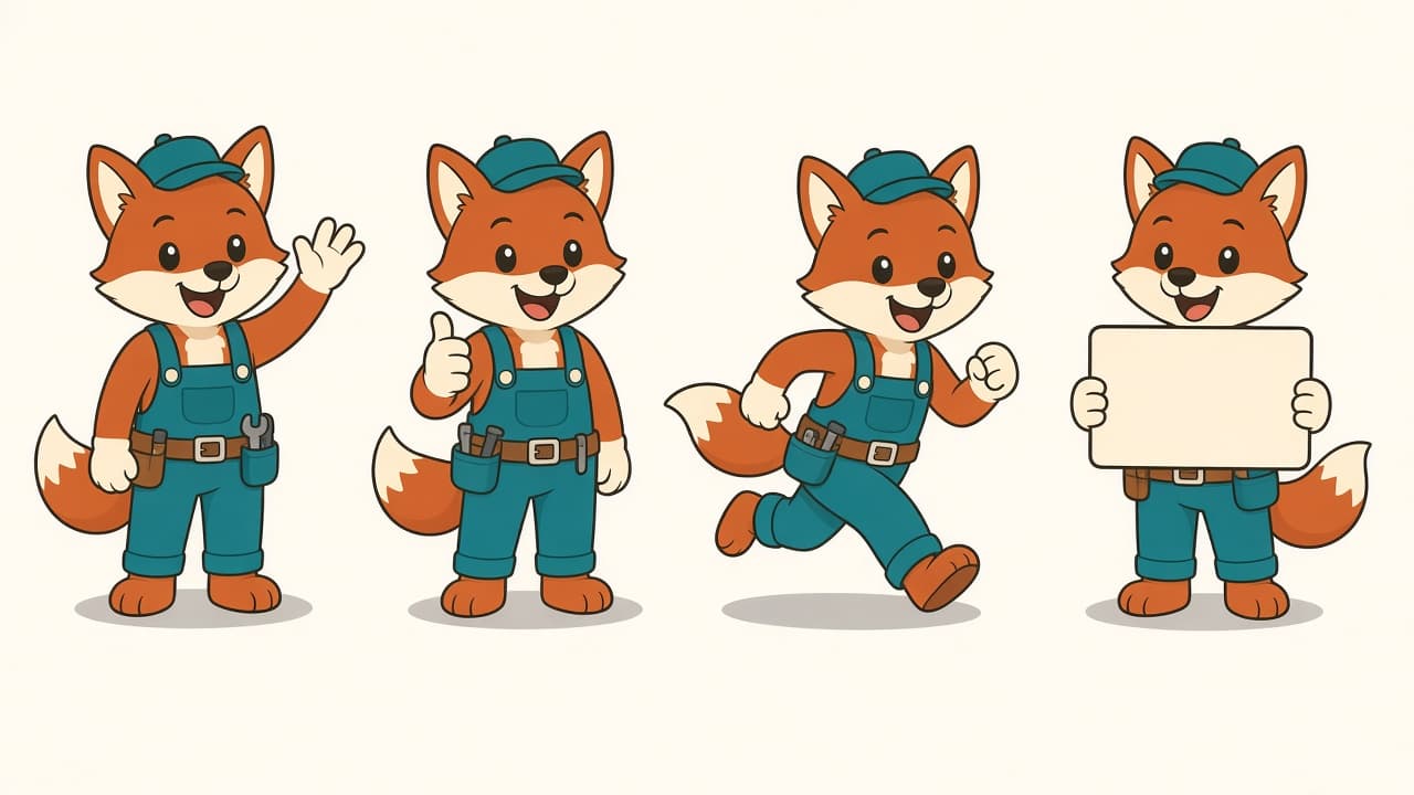 Example output for Brand Mascot Character in Four Poses