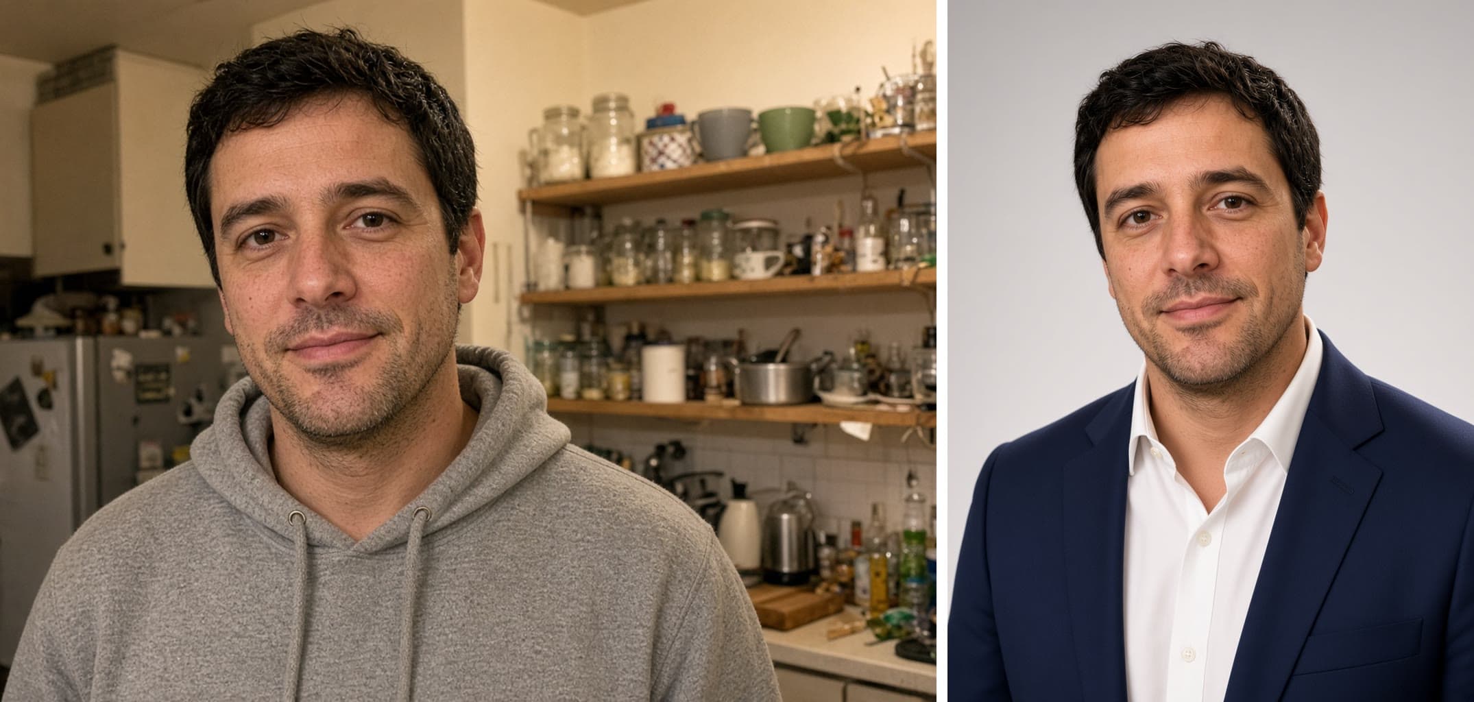 Example output for Casual Photo to Professional Headshot