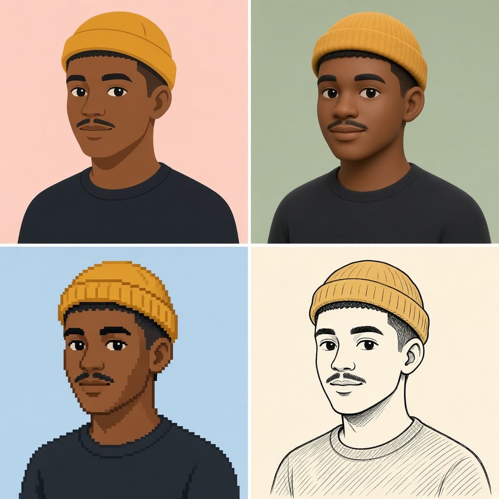Example output for Consistent Avatar Set in Four Styles