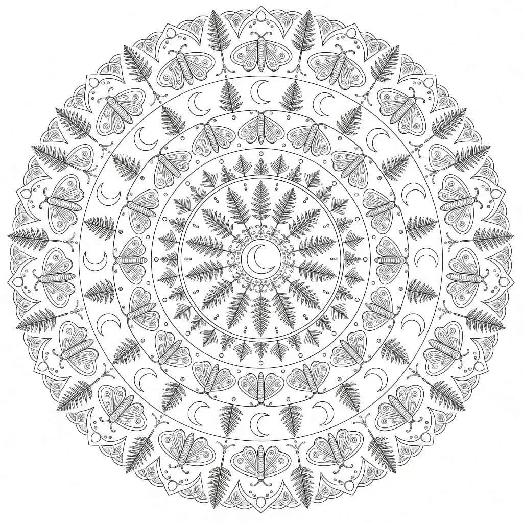 Example output for Intricate Mandala Coloring Page for Adults