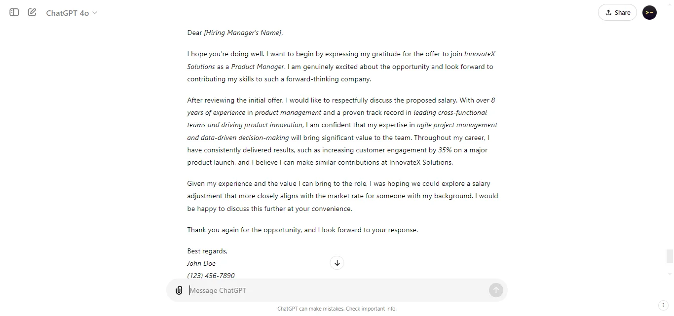 To Negotiate Salary