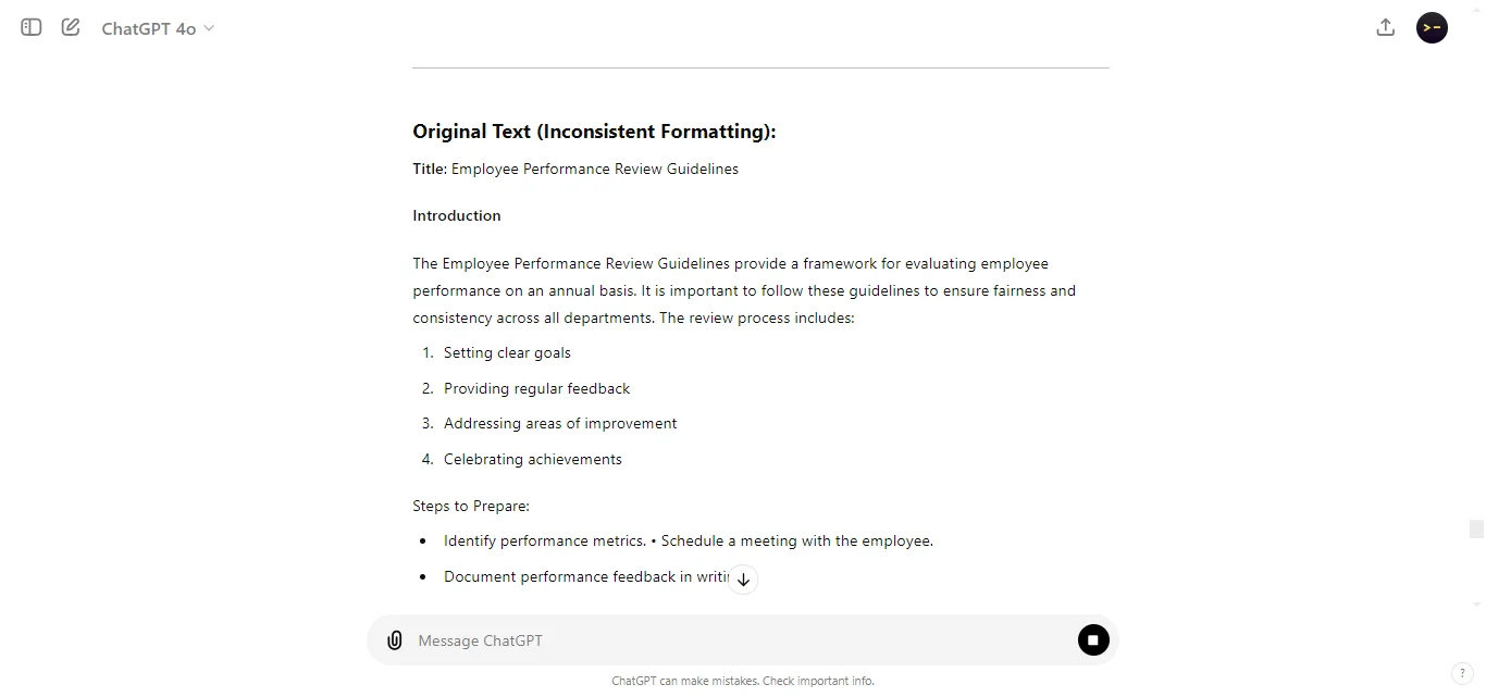 Check for Proper Formatting